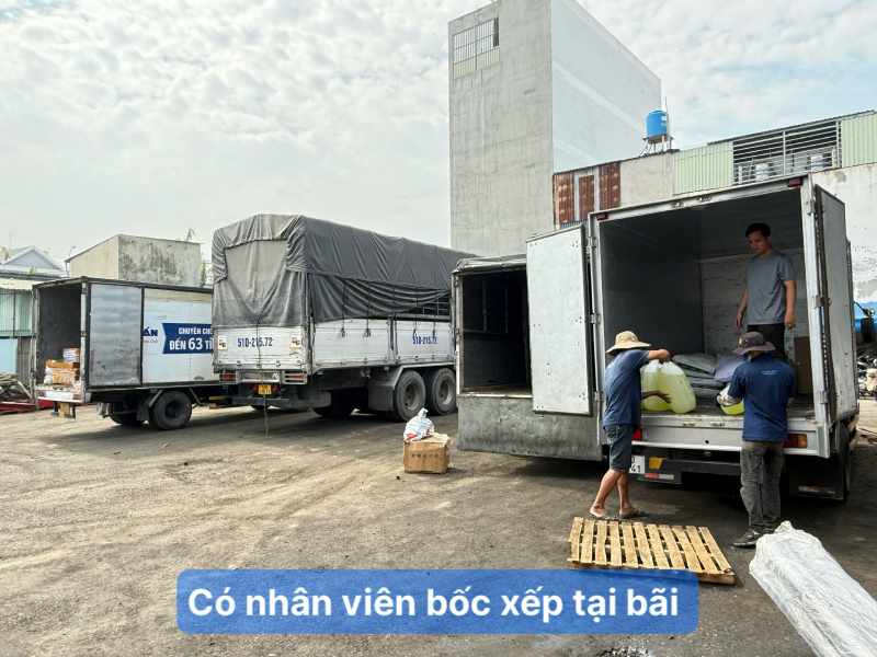 có nhân viên bốc xếp hàng tại bãi